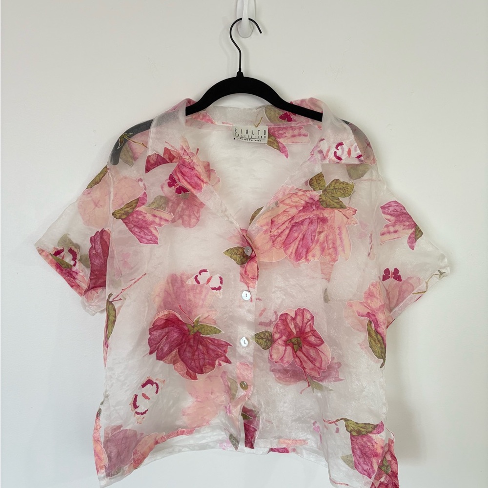 Rialto Pink Floral Sheer Blouse